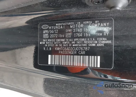 2012 Hyundai Veloster Base W/Red/Black z USA, uszkodzony, nr VIN KMHTC6AD2CU076787